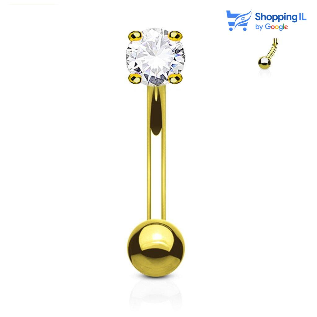 עגיל זירקון רוק- עגיל בננה עשוי זהב 14 קראט. העגיל בעיצוב עגיל בננה משובץ אבן זירקון. צבע - זהב מידה - מגיע בעובי של 1.2 מ"מ ובאורך 8 מ"מ  העגיל מיועד בעיקר לאזורים הבאים: - פירסינג בגבה - פירסינג רוק - פירסינג בטבור (קצר ודק במידה מהסטנדרט) - כמובן שניתן לענוד את העגיל גם באזורים אחרים (: