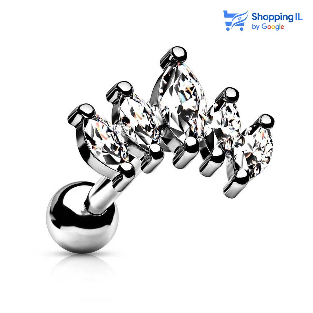 עגיל בילי - עשוי ממתכת רפואית . העגיל בעיצוב כתר משובץ סט זירקונים. צבע - כסוף מידה - מגיע בעובי של 1.2 מ"מ ובאורך 6 מ"מ קוטר סוגר - 3 מ"מ  העגיל מיועד בעיקר לאזורים הבאים: - פירסינג קונץ' - פירסינג הליקס - פירסינג פלאט - פירסינג טראגוס - כמובן שניתן לענוד את העגיל גם באזורים אחרים (: