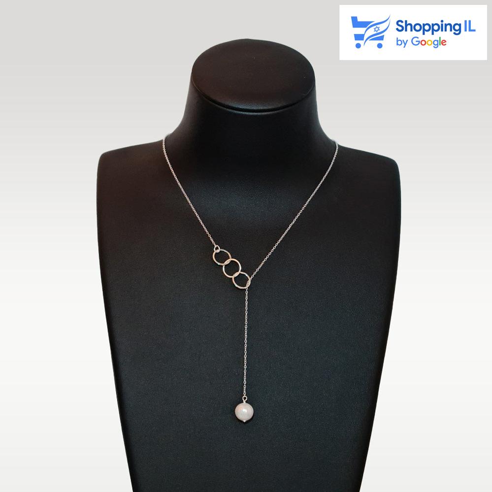 שרשרת קלרה נופלת  השרשרת עשויה מכסף 925 עם תליון עשוי מפנינת Freshwater   אורך שרשרת: 48 ס"מ קוטר פנינה : 9 מ"מ
