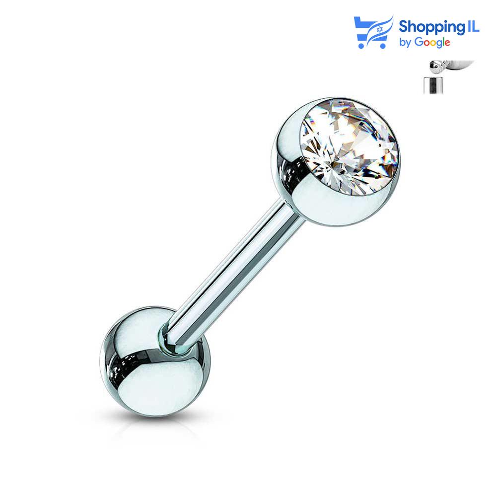 עגיל ללשון - עגיל בלשון - פירסינג ללשון - פירסינג בלשון טיטניום - Labass עגיל ללשון טיטניום- עגיל ללשון עשוי טיטניום TITANIUM 6AL-4V-ELI ASTM F-136. העגיל בעיצוב קלאסי של מוט ברבל בעל הברגה פנימית עם אבן זירקון בסוגר. צבע - כסוף כהה, צבעוני מידה - מגיע בעובי של 1.6 מ"מ ובאורך 16/19 מ"מ קוטר סוגרים - 5 מ"מ  העגיל מיועד בעיקר לאזורים הבאים: - פירסינג בלשון