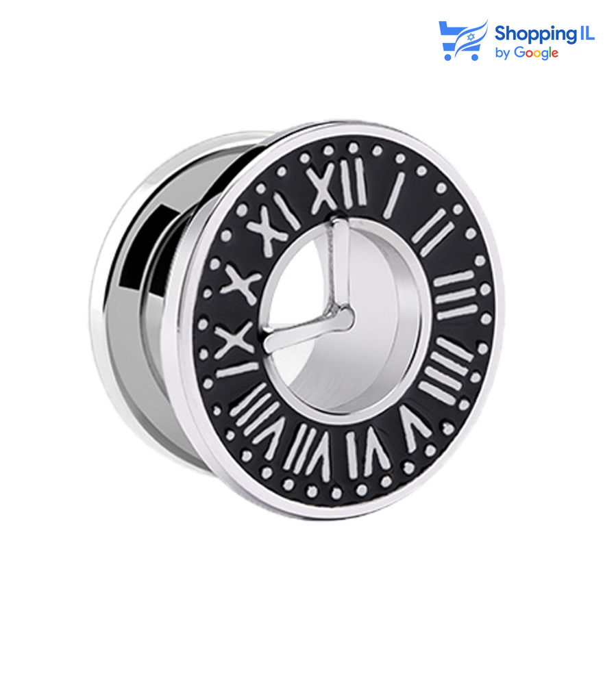 הרחבת שעון ווינטג' - עשויה מתכת רפואית . הרחבת פלאג בעיצוב שעון. צבע - כסוף/שחור מידה - מגיע בקוטר 12 מ"מ  העגיל מיועד בעיקר לאזורים הבאים: - הרחבה   ההרחבה מגיעה כעגיל בודד ולא בזוג