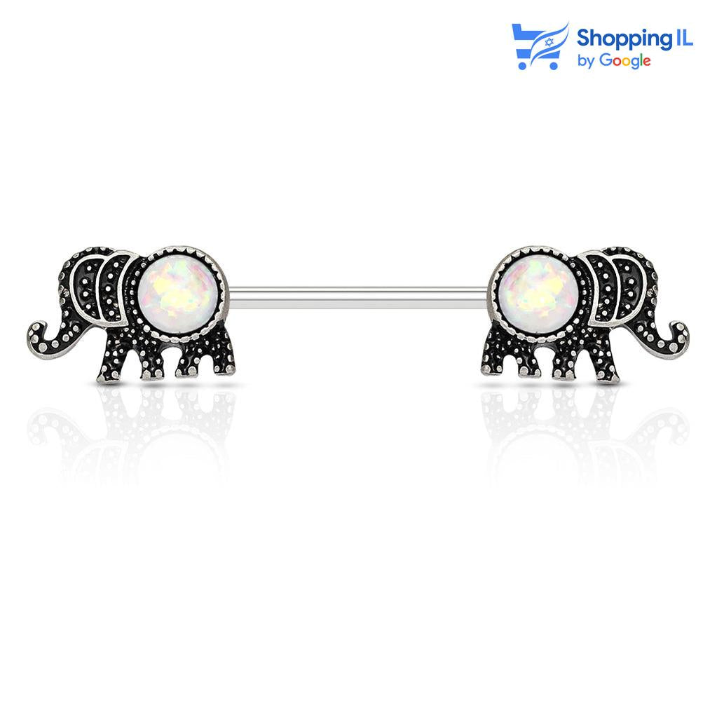 עגיל לפיטמה דמבו- עשוי מתכת רפואית. העגיל בעיצוב זוג פילפלונים משובצים באבן אופל לבן. צבע - לבן מידה - מגיע בעובי 1.6 מ"מ ובאורך 14 מ"מ  העגיל מיועד בעיקר לאזורים הבאים: - פירסינג בפיטמה