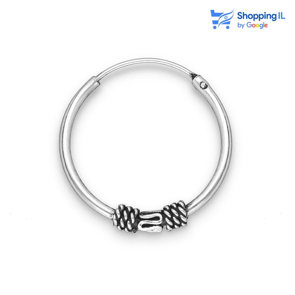  שחור מידה - מגיע בעובי של 0.8 מ"מ ובקוטר 19 מ"מ עובי חישוק - 1 מ"מ  העגיל מיועד בעיקר לאזורים הבאים: - עגילים בתנוך האוזן