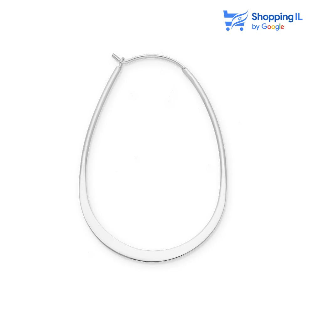 עגילי ים- זוג חישוקים עשויים כסף 925. החישוקים בעיצוב ארוך ומיוחד. צבע - כסף מידה - עובי מוט 0.8 מ"מ, רוחב 30 מ"מ | אורך 43 מ"מ עובי החישוק - 2 מ"מ   העגיל מיועד בעיקר לאזורים הבאים: - עגילים בתנוך האוזן