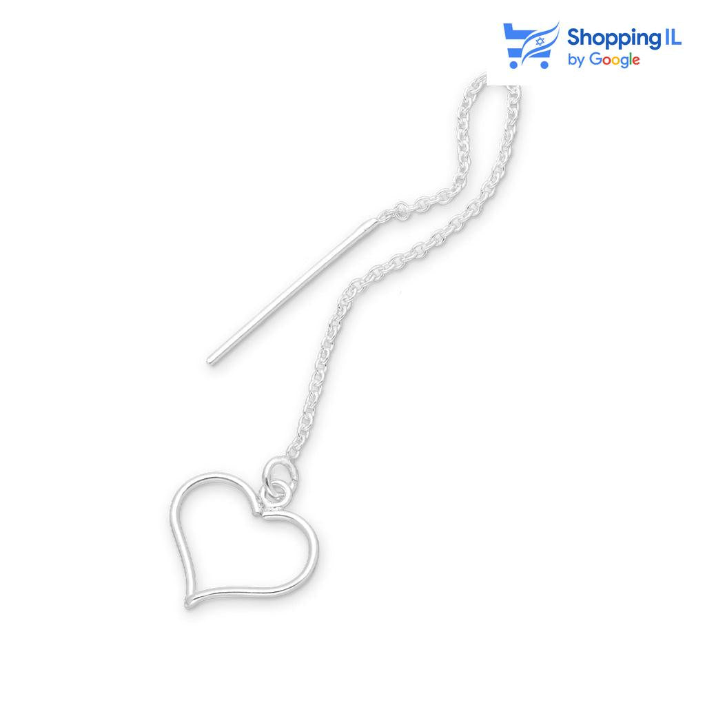 זוג עגילי לבבות מתנדנדים - עשויים כסף 925. העגילים בעיצוב זוג ללבות תלויים בעזרת שרשרת כסף. צבע - כסף  העגילים מיועדים בעיקר לאזורים הבאים: - תנוך