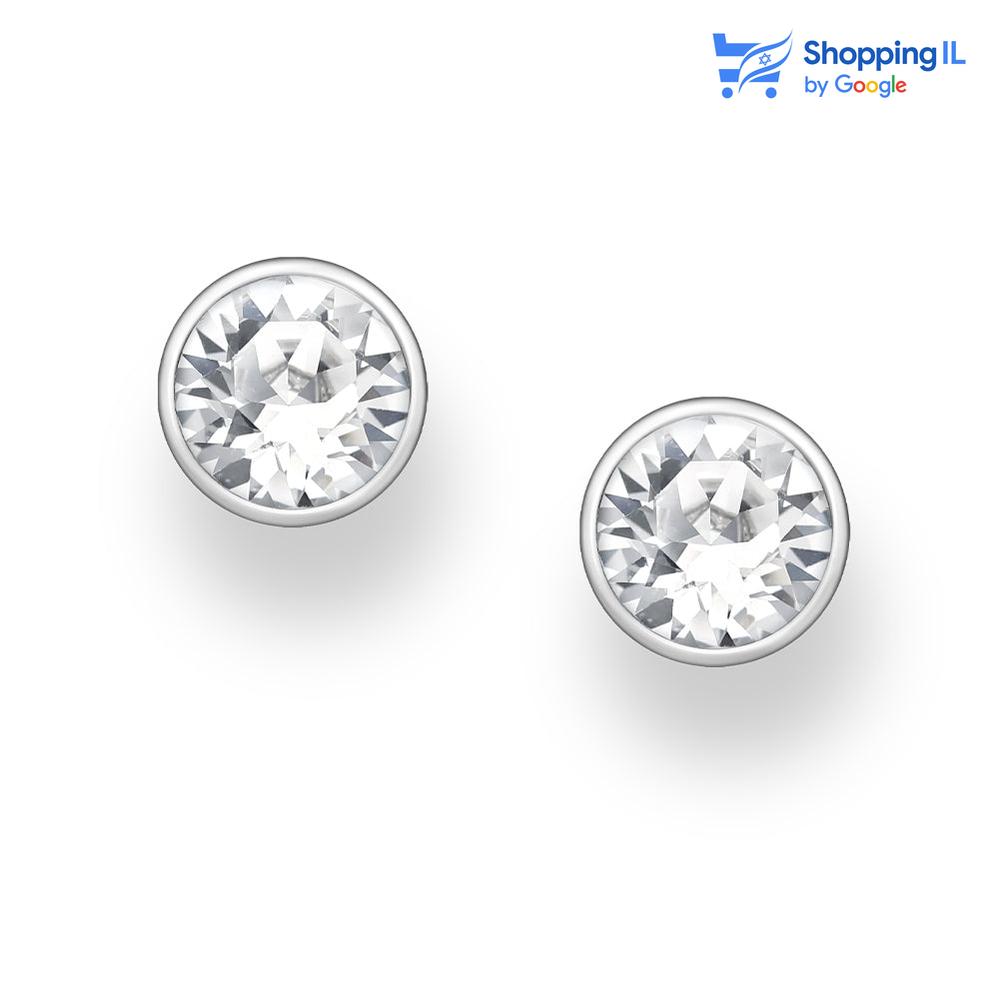 זוג עגילי "קאץ'" - עשויים מכסף סטרלינג 925 . זוג עגילים צמודים לתנוך האוזן משובצים בזוג קריסטלים אוסטריים. צבע- כסף מידה - מגיע בעובי של 0.8 מידת הקריסטלים 9 מ"מ  העגילים מיועדים בעיקר לאזורים הבאים: - תנוך