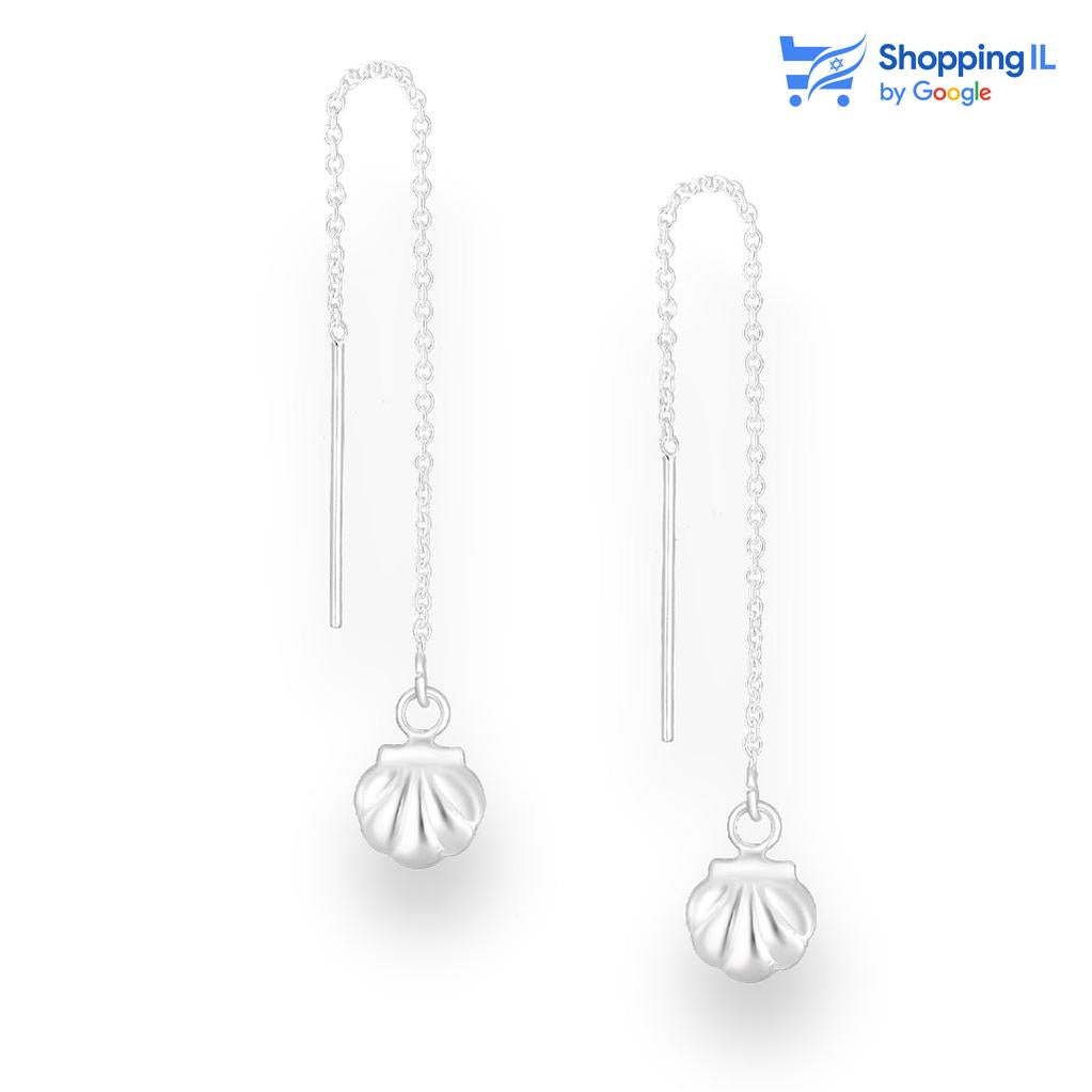 זוג עגילי פרל תלויים - עשויים כסף 925. העגילים בעיצוב זוג ללבות תלויים בעזרת שרשרת כסף. צבע - כסף  העגילים מיועדים בעיקר לאזורים הבאים: - תנוך