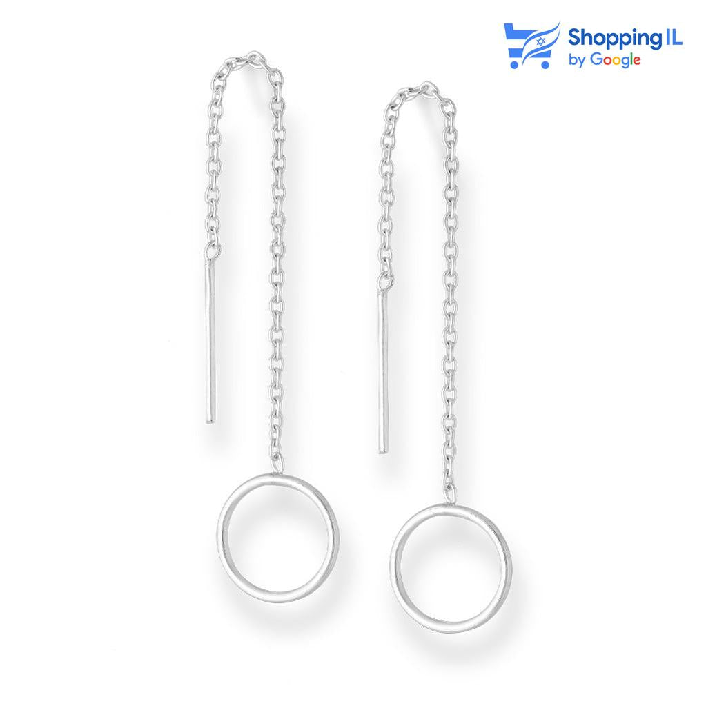 חישוקים תלויים | עגילי שרשרת כסף 925