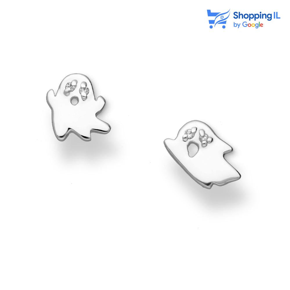 זוג עגילי ג'יני-  עשויים כסף 925 זוג עגילים צמודים בעיצוב של רוחות רפאים בצבע כסף . צבע - כסף מידה - מגיע בעובי של 0.8 מ"מ | מידת הרוחות 8*6, +9+8  העגילים מיועדים בעיקר לאזורים הבאים: - עגיל בתנוך - כמובן שניתן לענוד את העגיל גם באזורים אחרים (: