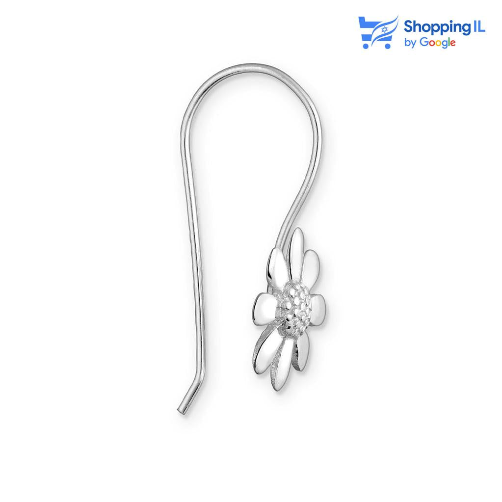 עגילי פלאוור- זוג עגילי כסף 925 זוג חישוקים מעוטרים בפרחים פתוחים ויפים. צבע - כסף  מידה - מגיע בעובי מוט של 0.8 מ"מ אורך 23 מ"מ רוחב הפרחים 13 מ"מ  העגיל מיועד בעיקר לאזורים הבאים: - עגילים בתנוך האוזן