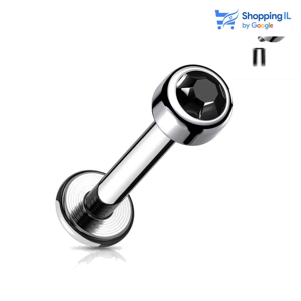 עגיל בלאק קריסטל - עגיל לברט עשוי טיטניום TITANIUM 6AL-4V-ELI ASTM F-136. העגיל בעיצוב עגיל לברט משובץ קריסטל עם הברגה פנימית. צבע -  שחור כסוף כהה מידה - מגיע בעובי של 1.2 מ"מ ובאורך 8 מ"מ קוטר סוגר - 3 מ"מ  העגיל מיועד בעיקר לאזורים הבאים: - פירסינג בשפה - פירסינג קונץ' - פירסינג הליקס - פירסינג טראגוס - כמובן שניתן לענוד את העגיל גם באזורים אחרים (: