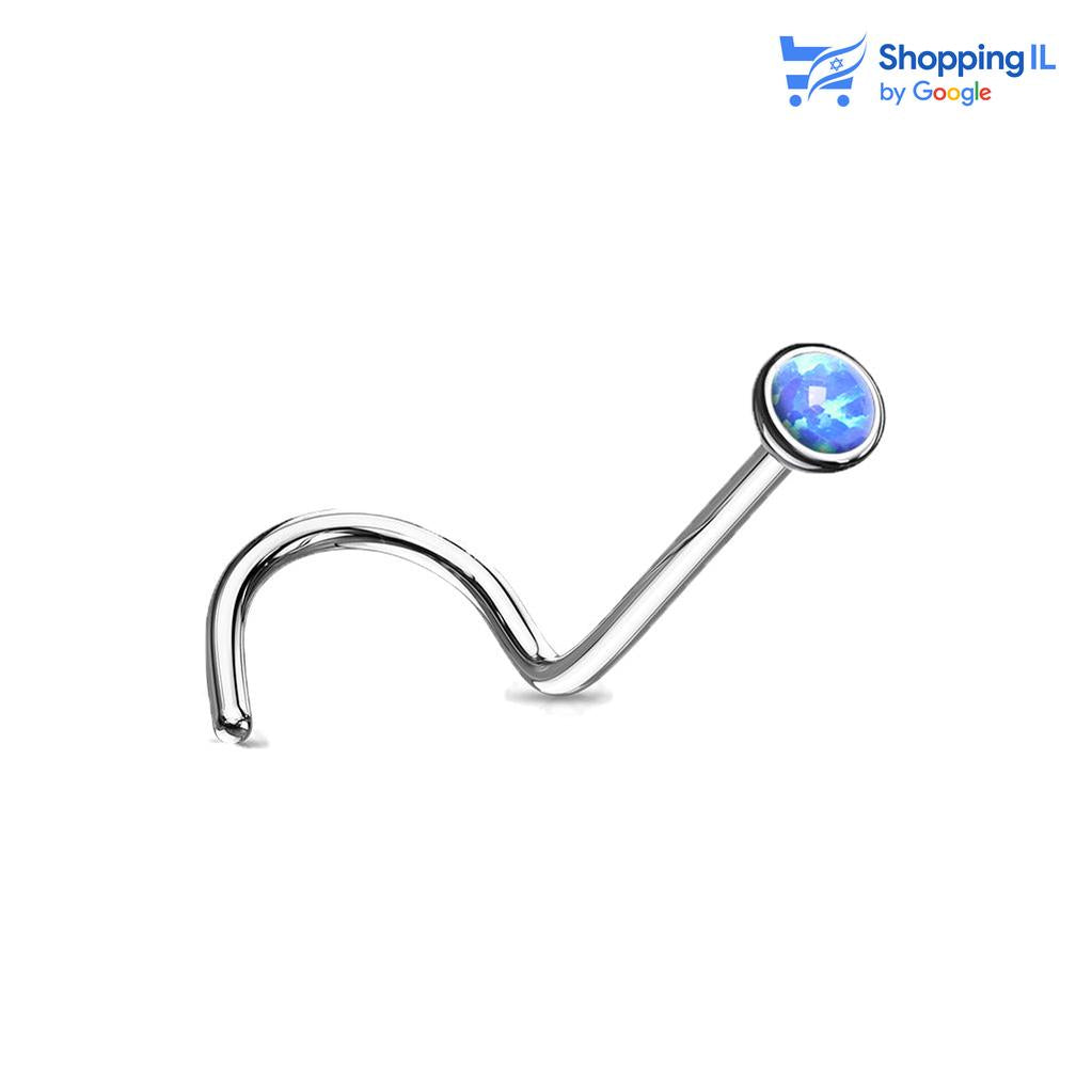 עגיל נזם מרייס -  עשוי טיטניום. העגיל בעיצוב נזם נקודת אופל עם מוט מכופף למניעת החלקה של העגיל. צבע אופל - לבן, כחול מידה - מגיע בעובי של 0.8 מ"מ ואורך המוט הוא 6 מ"מ | קוטר הנקודה היא 2 מ"מ  העגיל מיועד בעיקר לאזורים הבאים: - פירסינג נזם - כמובן שניתן לענוד את העגיל גם באזורים אחרים (: