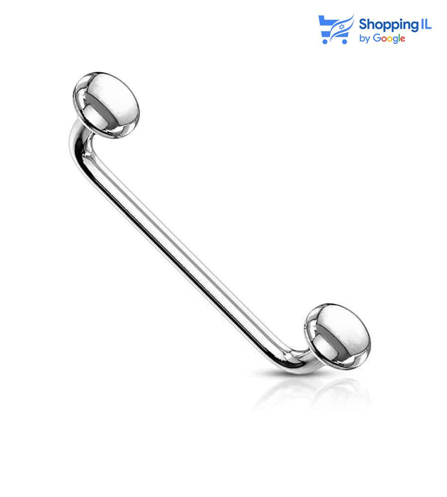 עגיל סרפס 90°  - עשוי מתכת רפואית. העגיל בעיצוב עגיל שטוח. צבע - כסוף, זהב, זהב רוז, ריינבו, שחור מידה - מגיע בעובי של 1.2 מ"מ ובאורך 16 מ"מ  קוטר סוגרים - 4 מ"מ  העגיל מיועד בעיקר לאזורים הבאים: - פירסינג שטוח - פירסינג סידבורן