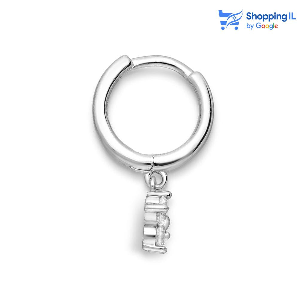 זוג עגילי Flower Drop - זוג עגילי חישוק עשויים כסף 925 העגילים בעיצוב של זוג פרחים תלויות משובצות אבני זירקון   עגילים קטנים למראה עדין, אלגנטי ויוקרתי.. חלק מסדרת עגילי הערב של לאבאס - עגילים שעשויים מחומרים איכותיים ומחמיאים לכל אירוע. צבע - כסף  מידה - מגיע בעובי של 0.8 מ"מ וקוטר חישוקים 10 מ"מ  העגיל מיועד בעיקר לאזורים הבאים: - עגילים בתנוך האוזן