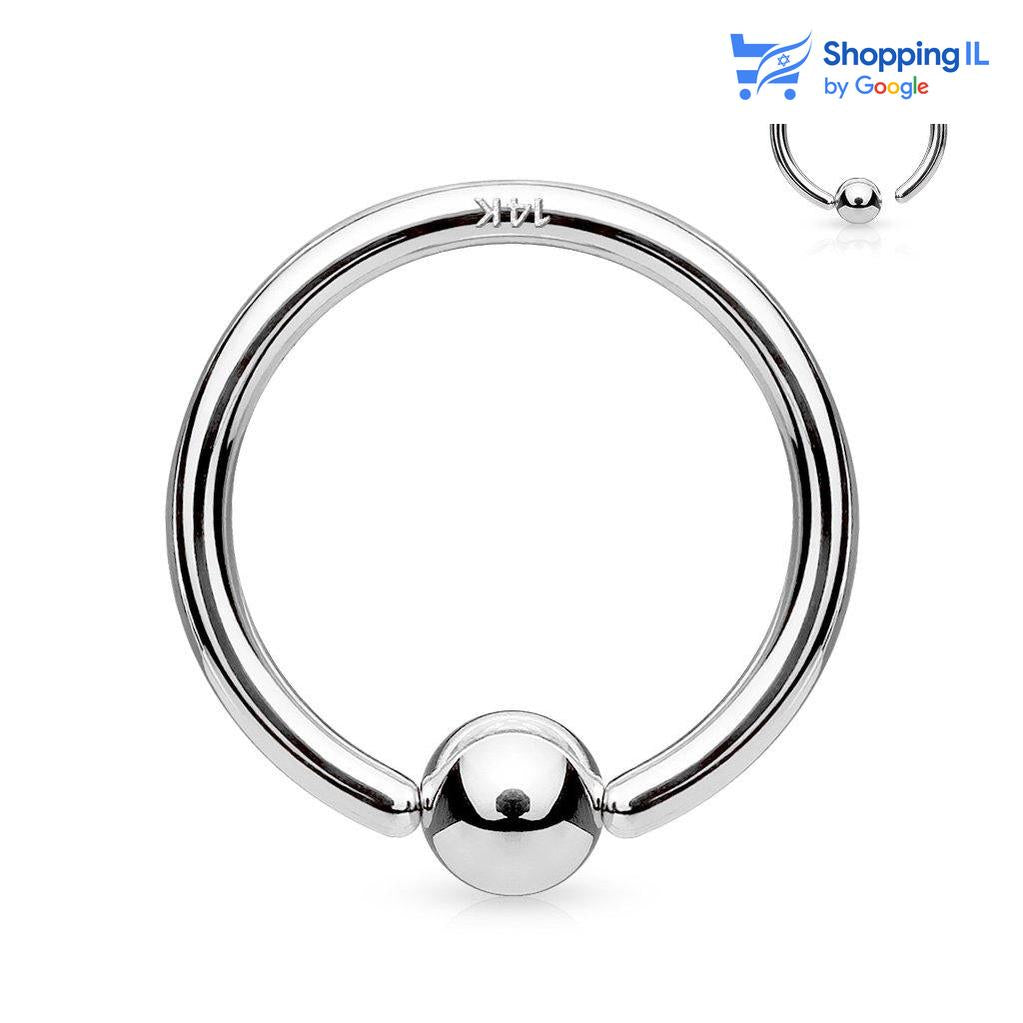 חישוק דמוי  לחץ זהב לבן 14 - Labass חישוק דמוי לחץ עשוי זהב לבן 14 קראט. עבור מניעת איבוד הסוגר, הסוגר מחובר אל העגיל 