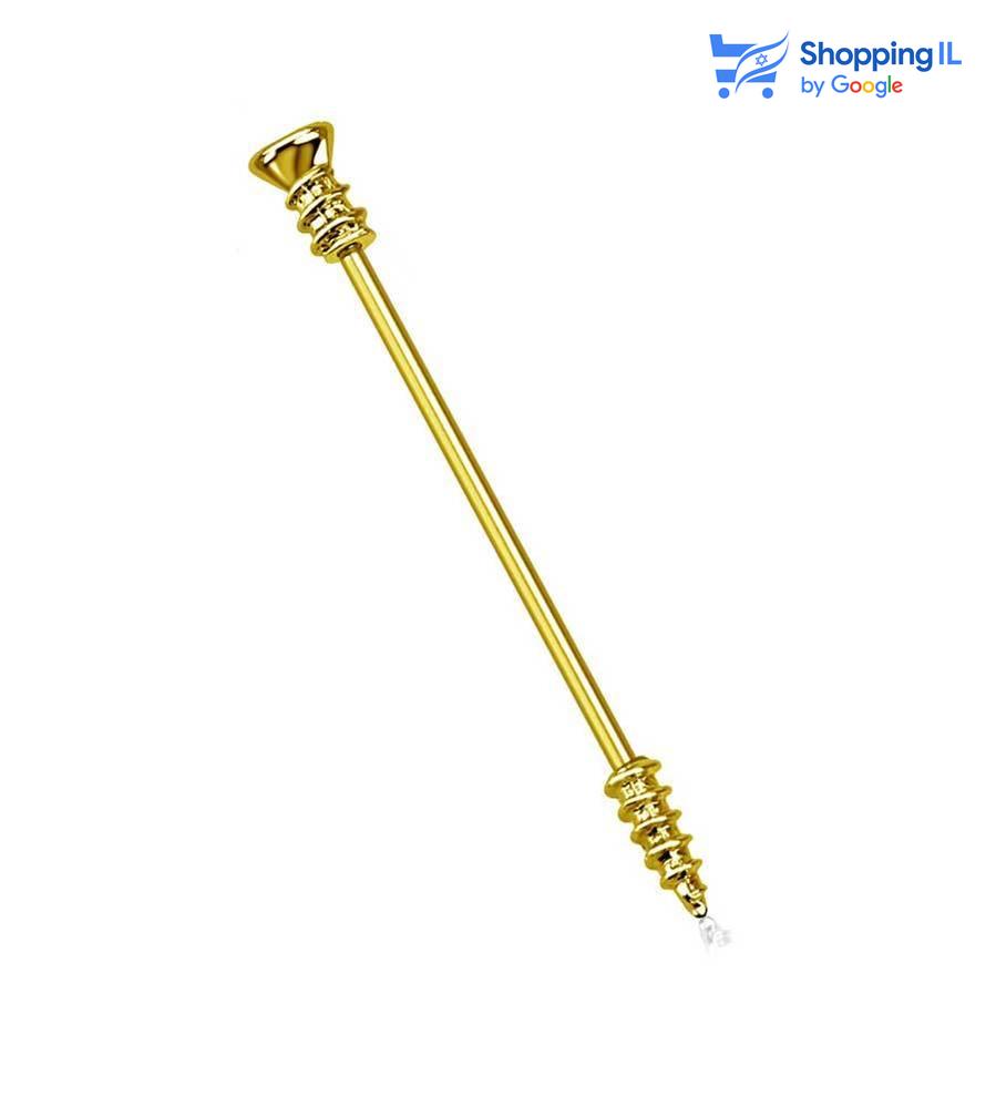 עגיל בורג- עשוי מתכת רפואית. העגיל בעיצוב בורג פיליפס. צבע - זהב, שחור, כסוף מידה - מגיע בעובי 1.2/1.6 מ"מ ובאורך 38 מ"מ  העגיל מיועד בעיקר לאזורים הבאים: - פירסינג אינדסטריאל 