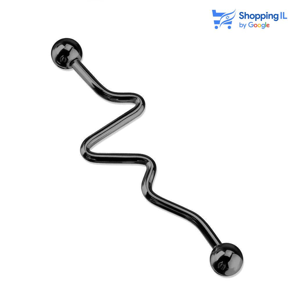 עגיל טוינגיס- עשוי מתכת רפואית.  העגיל בעיצוב זיגזג. צבע - זהב, זהב רוז, ריינבו מידה - מגיע בעובי 1.2/1.6 מ"מ ובאורך 38 מ"מ קוטר סוגר - 5 מ"מ  העגיל מיועד בעיקר לאזורים הבאים: - פירסינג אינדסטריאל 