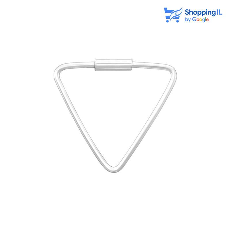 עגיל משולש קטן - עגיל משולש עשוי כסף 925. עגיל דק במיוחד ובעיצוב נקי של משולש כסוף ובוהק. צבע - כסף מידה - מגיע בעובי של 0.8  מ"מ ובאורך 15 מ"מ  העגיל מיועד בעיקר לאזורים הבאים: - עגילים בתנוך האוזן  העגיל מגיע בתור עגיל בודד ולא בזוג,