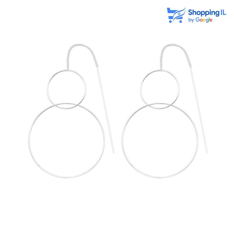 בולי - זוג עגילים נתלים עשויים כסף 925. עגילים נתלים בעיצוב חישוק כפול עדין ואלגנטי. חלק מקולקציית עגילי הערב של לאבאס - מבטיחים לכם את איכות החומרים הגבוהה ביותר! צבע - כסף מידה - מגיע בעובי של 0.8 מ"מ  קוטר חישוקים - 15 מ"מ ו - 30 מ"מ  אורך השרשרת - 2.5 ס"מ  העגיל מיועד בעיקר לאזורים הבאים: - עגילים בתנוך האוזן