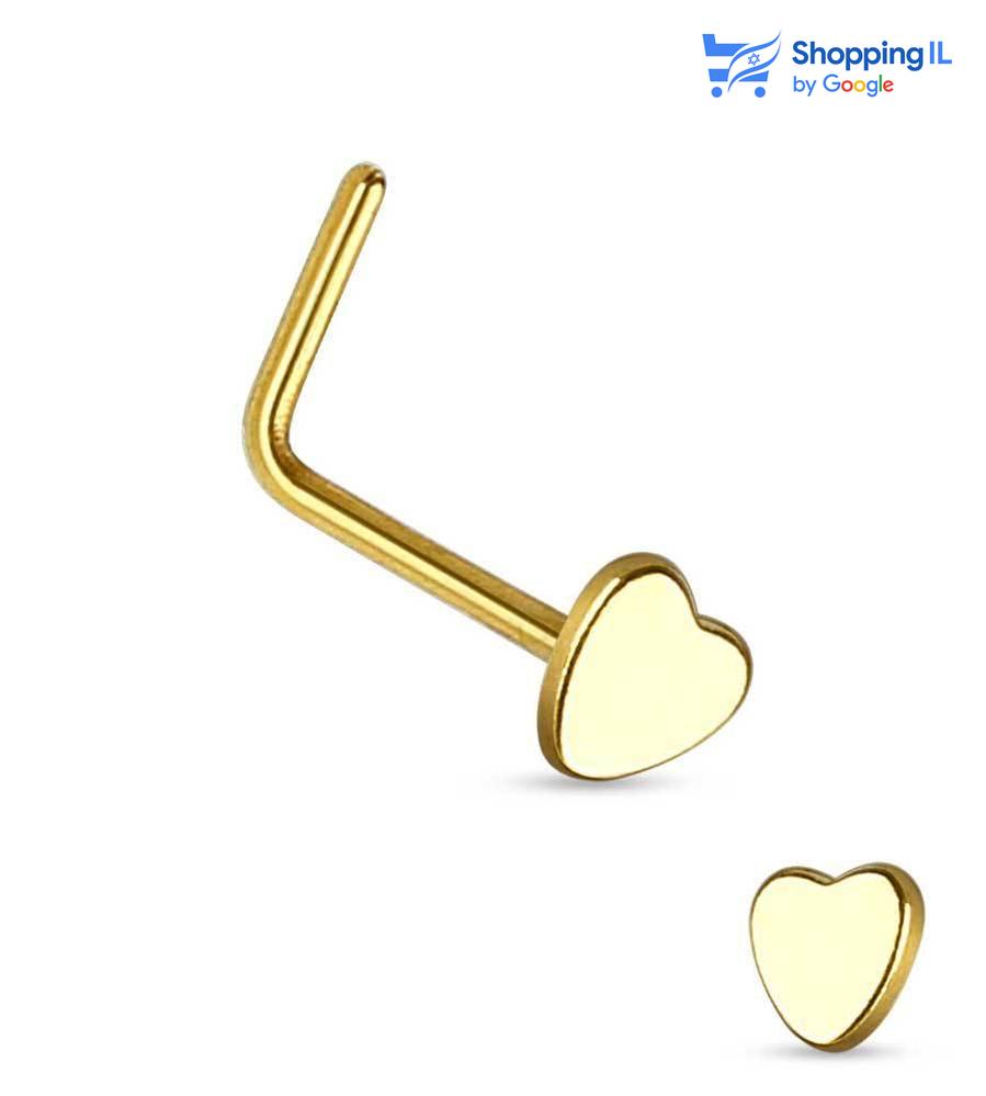 עגיל נזם לב זהב- עשוי מתכת רפואית מצופה זהב. העגיל בעיצוב לב קטנטן מקולקציית - #Mon Coeur. מצופה - זהב, זהב רוז מידה - מגיע בעובי של 0.8 מ"מ ובאורך 6 מ"מ  העגיל מיועד בעיקר לאזורים הבאים: - פירסינג נזם - כמובן שניתן לענוד את העגיל גם באזורים אחרים (: