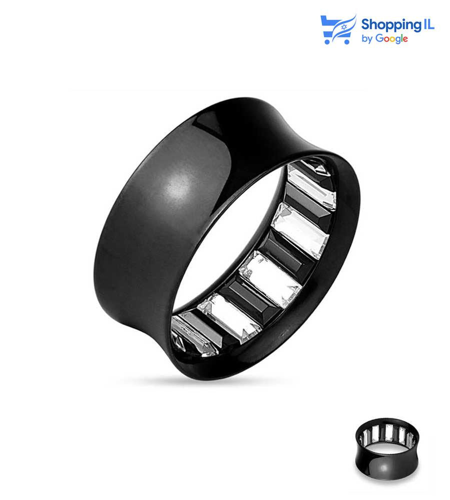 הרחבת בלאק תור- עשויה מתכת רפואית. הרחבת טאנל דאבל פלייר משובצת באבני זירקון. צבע - שחור מידה - מגיעה בקוטר 14 מ"מ
