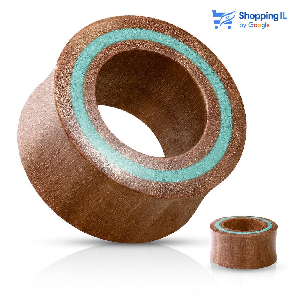 הרחבת סלין- עשויה עץ סאו אורגני. עגיל טאנל עץ אורגני בעיצוב חלול עם עיגול טורקיז המבליט את העגיל. מידה - מגיע בקוטר 8/12/14 מ"מ  הפירסינג מיועד בעיקר לאזורים הבאים: - הרחבה  ההרחבה מגיעה בתור עגיל בודד ולא בזוג מידע כללי והוראות טיפול- הרחבות העשויות מחומרים טבעיים כמו עץ ועצם עשויות בעבדות יד, לכן יתכנו שינויים קטנים כמו גוון בין הרחבה להרחבה.