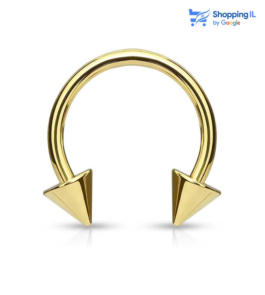 פרסה שפיצים בציפוי זהב - סרג'יקל סטיל - חישוקים ופרסות / ציפוי זהב - פירסינג טראגוס - פירסינג הליקס - פירסינג ספטום - פירסינג בפיטמה - פירסינג קונץ - פירסינג דיית'