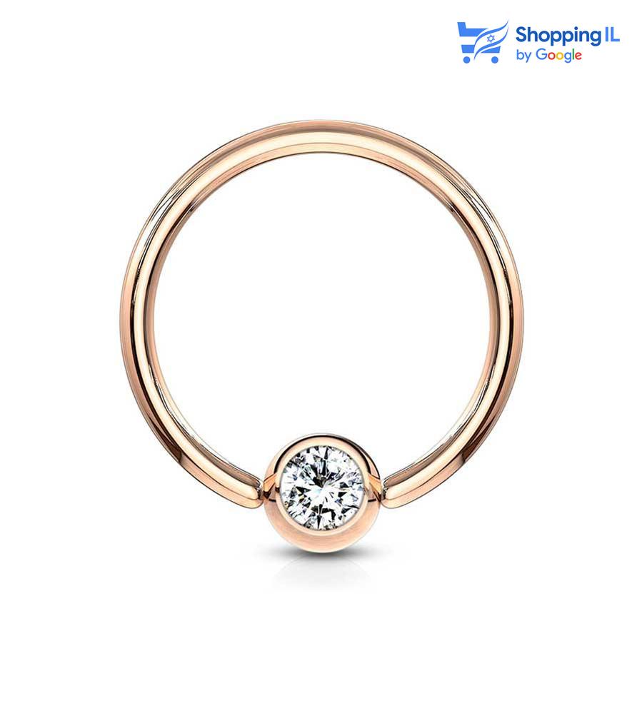 חישוק לחץ מצופה זהב רוז עם קריסטל- עגיל לחץ עשוי מתכת רפואית מצופה זהב רוז. העגיל בעיצוב עגיל לחץ עם סוגר משובץ קריסטל. מצופה - זהב רוז מידה - מגיע בעובי של 1.2 מ"מ ובקוטר 6/8/10 מ"מ קוטר סוגר - חישוק 6-8 מ"מ סוגר 3 מ"מ | חישוק 10 מ"מ סוגר 4 מ"מ | חישוק 12 מ"מ סוגר 5 מ"מ  העגיל מיועד בעיקר לאזורים הבאים: - פירסינג הליקס - פירסינג ספטום - פירסינג קונץ' - פירסינג בפיטמה - פירסינג דיית' - פירסינג טראגוס - כמובן שניתן לענוד את העגיל גם באזורים אחרים (: