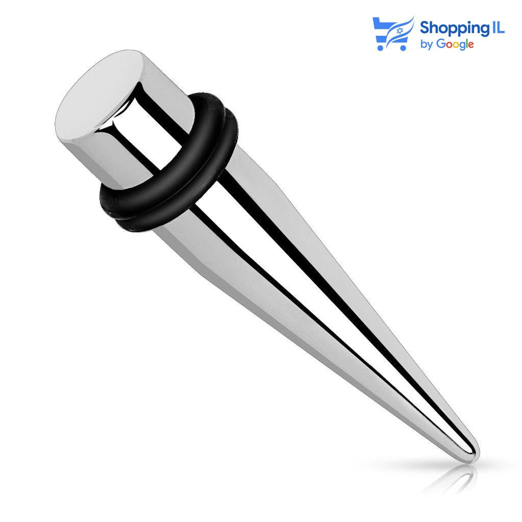 סטרצ'ר - עשוי מתכת רפואית. הסטרצ'ר בעיצוב קונוס מיועד להרחבת נקבים, מגיע עם זוג גומיות. צבע - כסוף, שחור מידה - מגיע בקוטר 2-10 מ"מ  העגיל מיועד בעיקר לאזורים הבאים: - להרחבת נקבים קיימים  הסטרצ'ר מגיע כעגיל בודד ולא בזוג