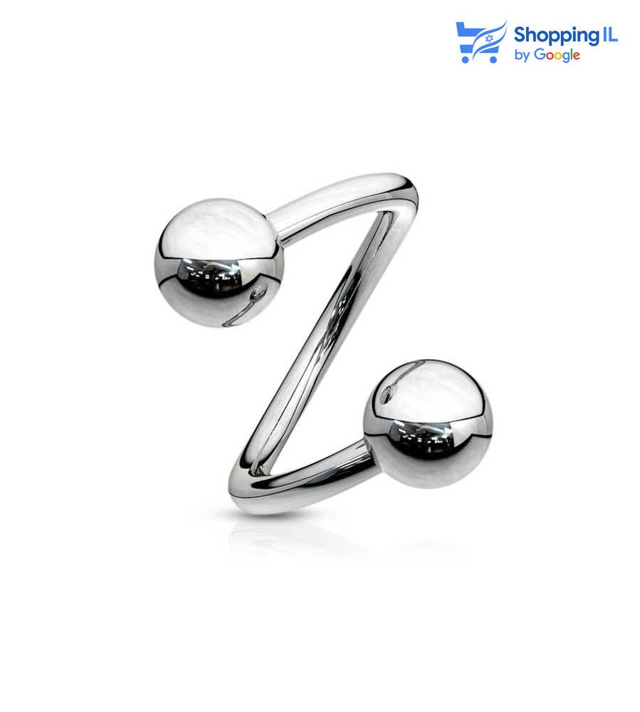 טווינגס סוגר גולות - עגיל ספירלה עשוי מתכת רפואית. העגיל בעיצוב ספירלה עם זוג סוגרי גולות צבע- כסף מידה - מגיע בעובי של 1.2 מ"מ   העגיל מיועד בעיקר לאזורים הבאים: - פירסינג הליקס - פירסינג בשפה - פירסינג בטבור - כמובן שניתן לענוד את העגיל גם באזורים אחרים (: