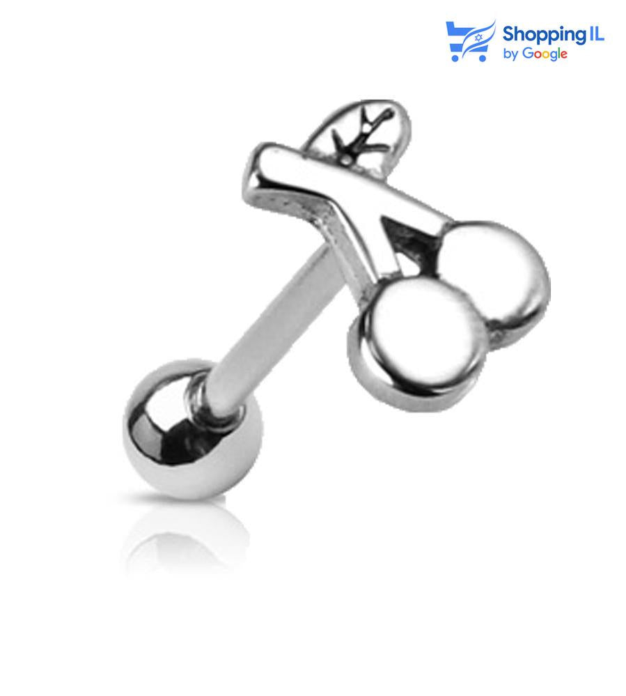 עגיל ללשון דובדבן- עגיל ללשון עשוי מתכת רפואית. העגיל בעיצוב דובדבן שטוח. צבע - כסוף מידה - מגיע בעובי של 1.6 מ"מ ובאורך 16 מ"מ  העגיל מיועד בעיקר לאזורים הבאים: - פירסינג בלשון  עגיל ללשון - עגיל בלשון - פירסינג ללשון - פירסינג בלשון בעיצוב דובדבן 