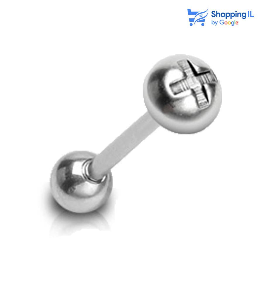 עגיל ללשון בורג- עגיל ללשון עשוי מתכת רפואית. העגיל בעיצוב כיפת בורג פיליפס. צבע - כסוף מידה - מגיע בעובי של 1.6 מ"מ ובאורך 16 מ"מ קוטר סוגרים - 6 מ"מ  העגיל מיועד בעיקר לאזורים הבאים: - פירסינג בלשון