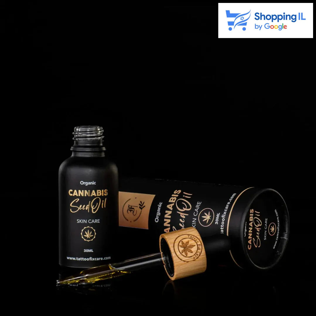  שמן אורגני המופק מ - 100% זרעי קנאביס סאטיבה  מוצר חדש מקולקציית ה -  Skin Care של Tatto Fix Care  שימוש בשמן הקנאביס מחזק את העור ומאפשר התמודדות טובה יותר עם זיהומים לאחר עשיית קעקוע או פירסינג. השמן מצון גם לבעיות בעור כגון פצעים, אקזמה, אקנה ועוד.
