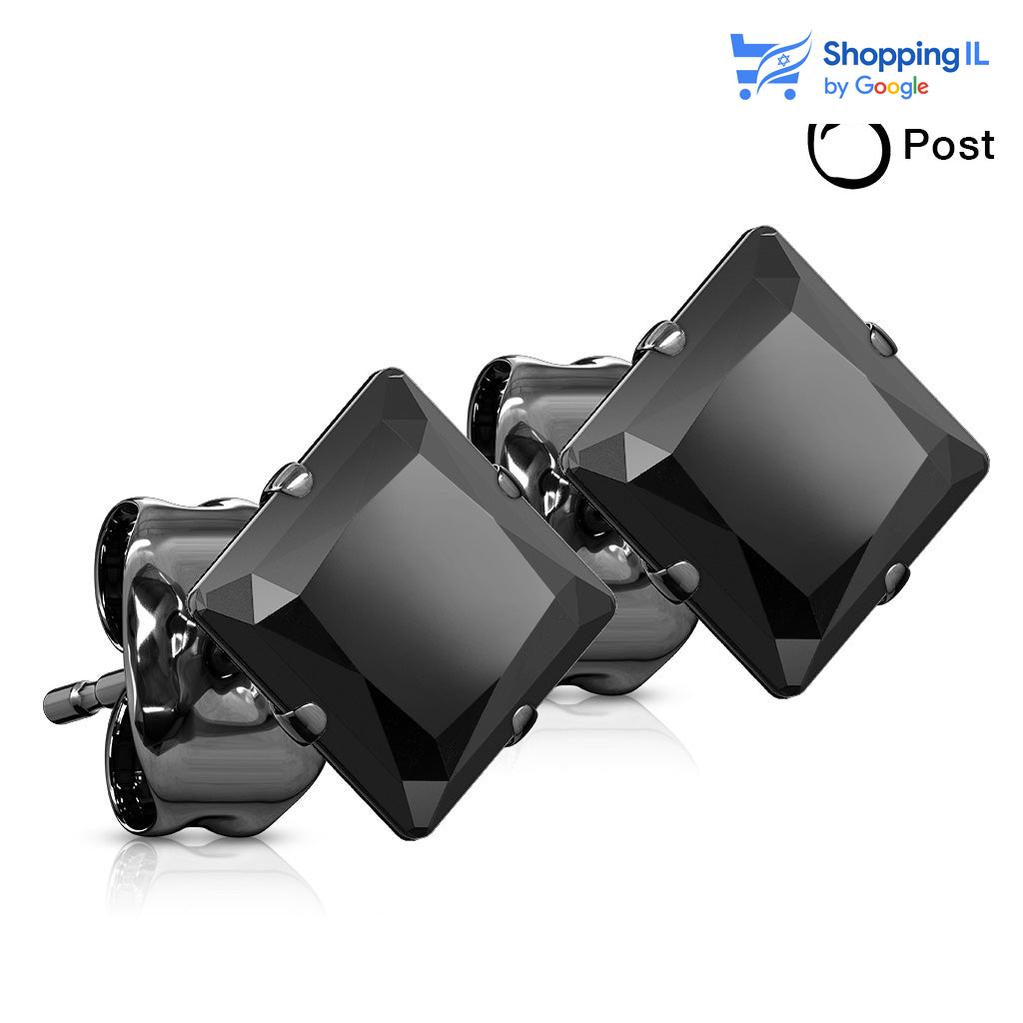 זוג עגילי בלאק-  עשויים מתכת רפואית . העגילים בעיצוב עגילים צמודים משובצים אבן זירקון מרובעת ושחורה. צבע - שחור מידה - מגיע בעובי של 0.6 מ"מ וגודל זירקון 3/5/7  העגילים מיועדים בעיקר לאזורים הבאים: - עגיל בתנוך - כמובן שניתן לענוד את העגיל גם באזורים אחרים :)