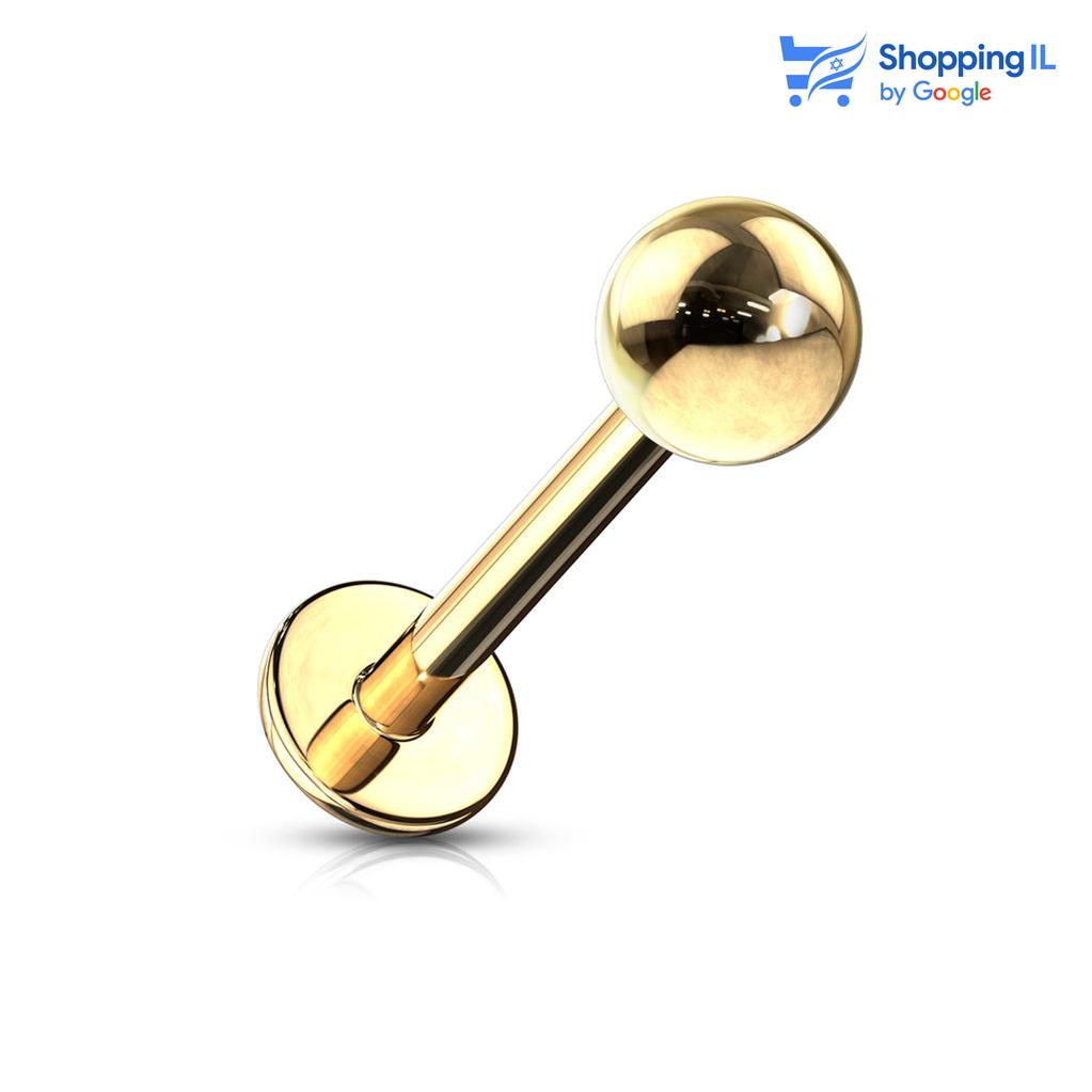 עגיל לברט מצופה זהב - עגיל לברט גולה עשוי מתכת רפואית מצופה זהב. העגיל בעיצוב קלאסי של לברט. צבע - זהב מידה - מגיע בעובי של 1.2 מ"מ ובאורך 6/8 מ"מ קוטר סוגר - 3 מ"מ  העגיל מיועד בעיקר לאזורים הבאים: - פירסינג קונץ' - פירסינג הליקס - פירסינג פלאט - פירסינג טראגוס - פירסינג בשפה
