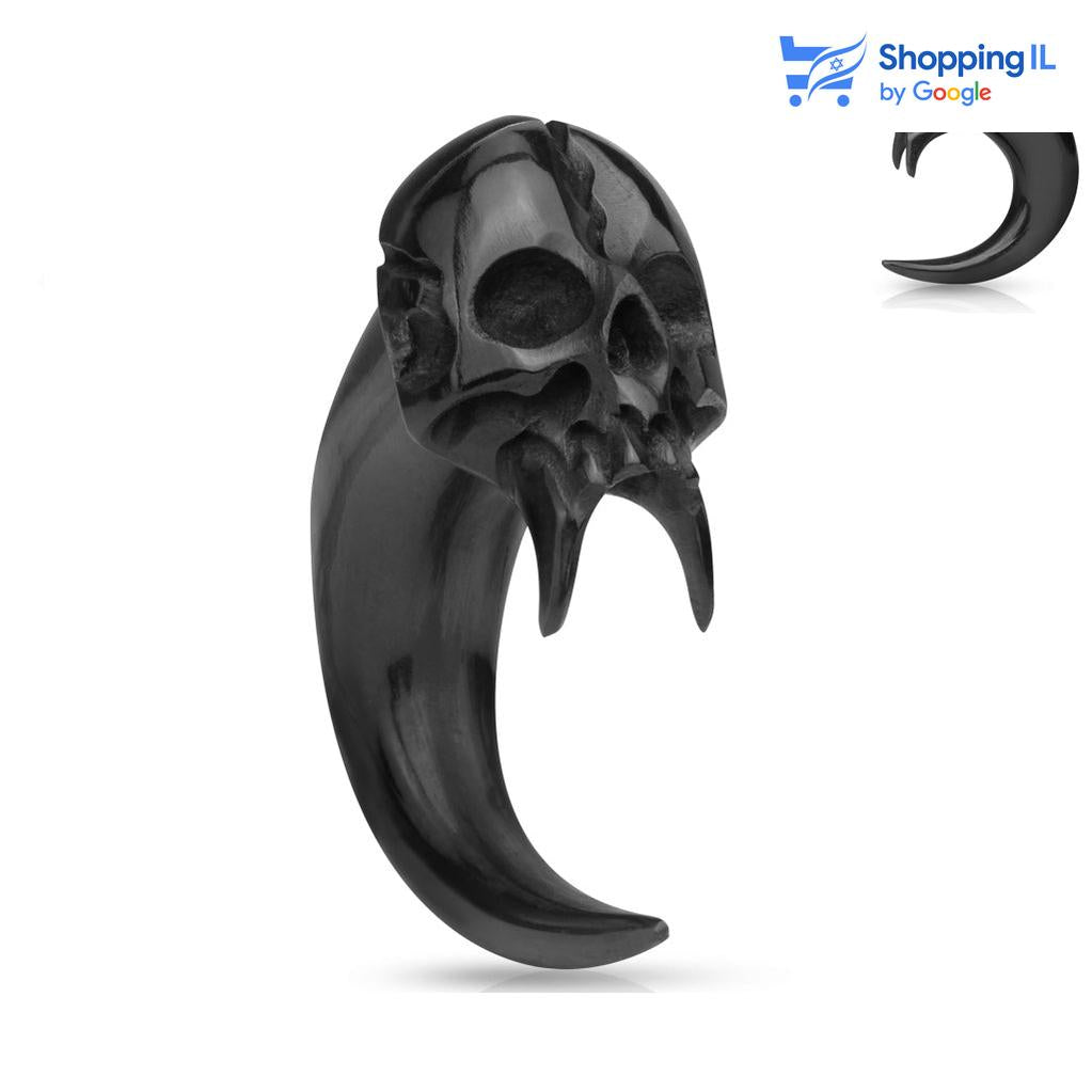 Ghost Rider - עגיל טאפר עשוי מקרן באפלו. הטאפר בעיצוב שד שחור. צבע - שחור מידה - מגיע בעובי 8 מ"מ  העגיל מיועד בעיקר לאזורים הבאים: - הרחבה באוזן  העגיל מגיעה כעגיל בודד ולא בזוג