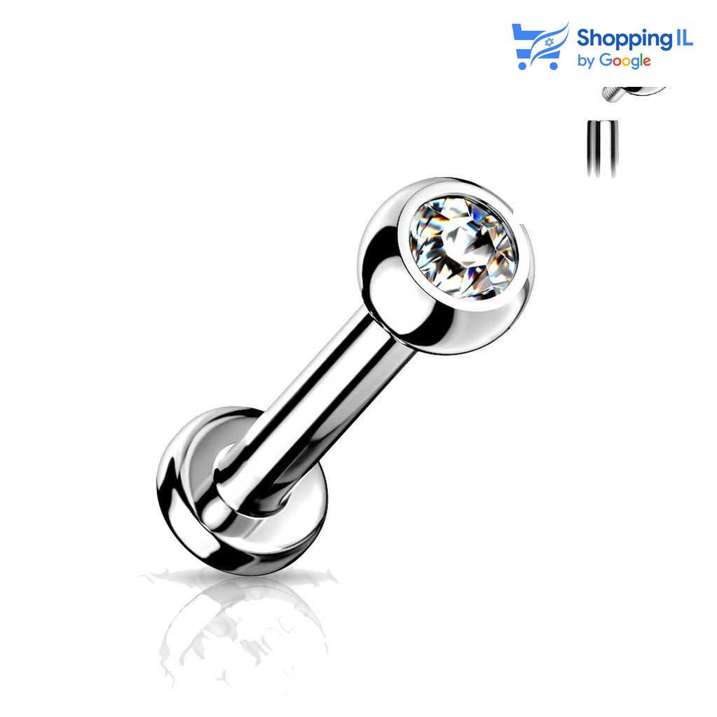 עגיל רומי - עגיל לברט עשוי טיטניום TITANIUM 6AL-4V-ELI ASTM F-136. עגיל בעיצוב עגיל לברט גולה משובץ קריסטל עם הברגה פנימית. צבע - כסוף כהה מידה - מגיע בעובי של 1.2 מ"מ ובאורך 8 מ"מ קוטר סוגר - 3 מ"מ  העגיל מיועד בעיקר לאזורים הבאים: - פירסינג בשפה - פירסינג קונץ' - פירסינג הליקס - פירסינג טראגוס - כמובן שניתן לענוד את העגיל גם באזורים אחרים (: