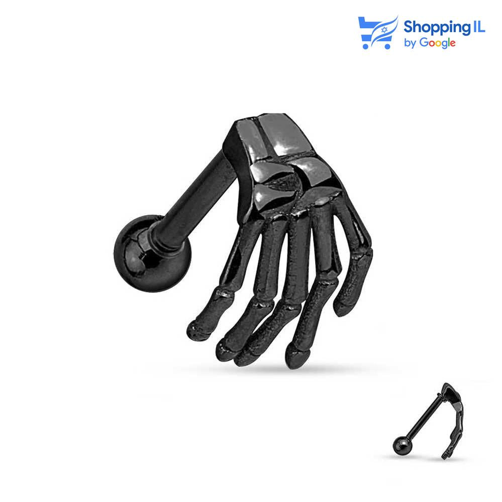 יד זומבית - Labass - עגיל יד זומבית -  עשוי מתכת רפואית. העגיל יד זומבית חובקת. צבע - שחור, זהב, כסוף מידה - מגיע בעובי של 1.2 מ"מ ובאורך 8 מ"מ סוגר בקוטר - 3 מ"מ  העגיל מיועד בעיקר לאזורים הבאים: - פירסינג גבה - פירסינג בשפה - פירסינג הליקס - כמובן שניתן לענוד את העגיל גם באזורים אחרים (: