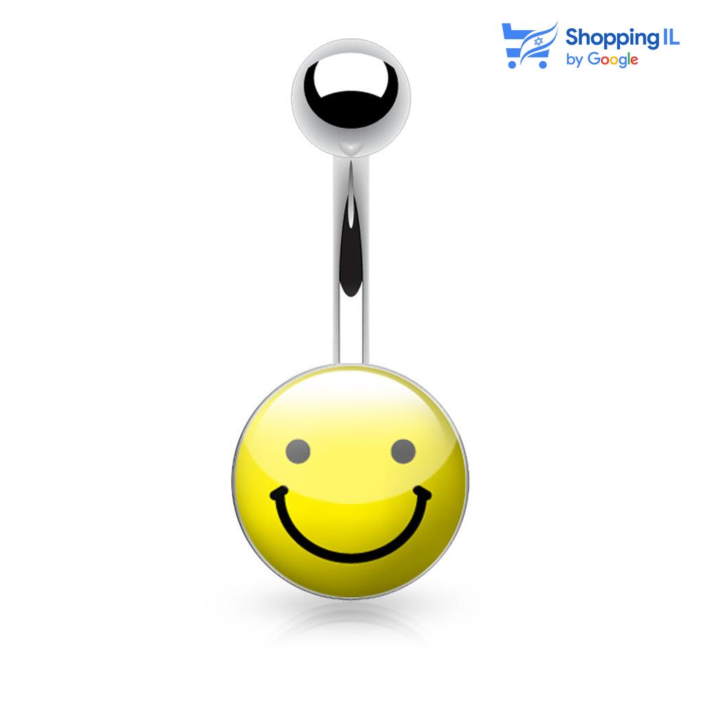 עגיל לטבור סמיילי -  עשוי מתכת רפואית. עגיל לטבור עם סמיילי | דגל מצעד הגאווה מידה - מגיע בעובי של 1.6 מ"מ ובאורך 10 מ"מ קוטר סוגר - 5 מ"מ  העגיל מיועד בעיקר לאזורים הבאים: - פירסינג בטבור