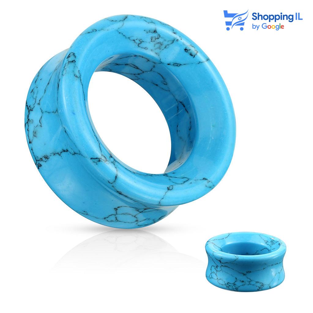 הרחבת טורקיז - עשויה אבן טורקיז. הרחבת דאבל פלייר אורגנית עושיה אבן טורקיז (אבן חצי יקרה) חלולה . צבע - טורקיז מידה - מגיע בקוטר 6/8/10/12 מ"מ