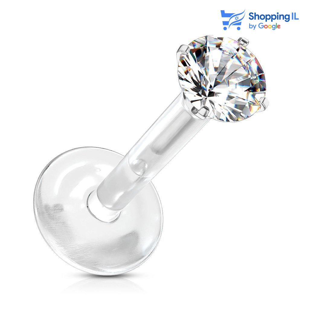 עגיל - פירסינג בשפה - פירסינג קונץ' - פירסינג הליקס - פירסינג טראגוס - פירסינג פלאט עשוי ביופלקס ועם הברגת אבן זירקון