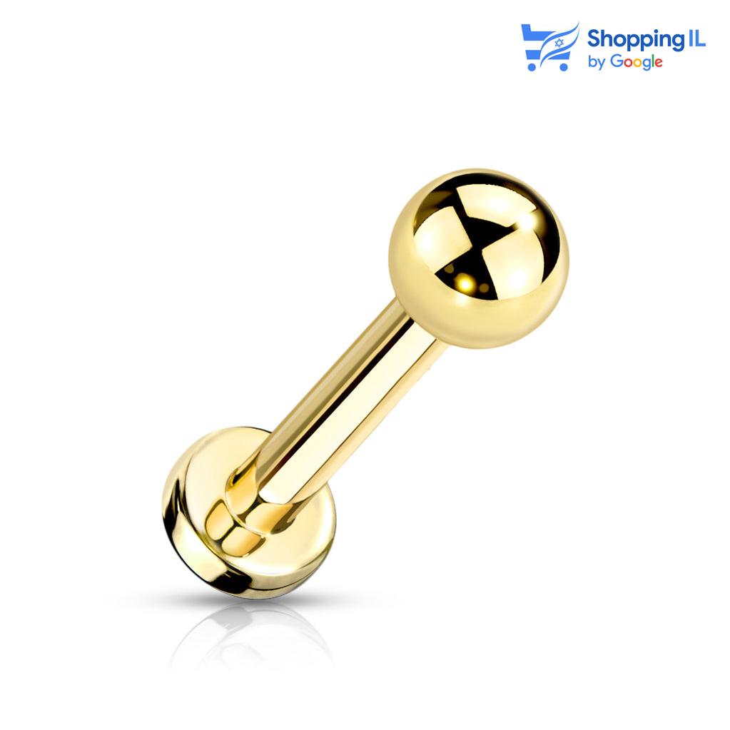 עגיל לברט קלאסי - עגיל לברט גולה עשוי טיטניום TITANIUM 6AL-4V-ELI ASTM F-136. עגיל בעיצוב קלאסי של לברט הברגה פנימית. צבע - זהב מידה - מגיע בעובי של 1.2 מ"מ ובאורך 6 מ"מ קוטר סוגר: 3 מ"מ  העגיל מיועד בעיקר לאזורים הבאים: - פירסינג הליקס - פירסינג פלאט - פירסינג טראגוס