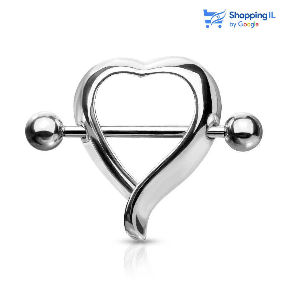 לב - Labass עגיל לפיטמה - עגיל בפיטמה - פירסינג בפיטמה - עגיל בפטמה